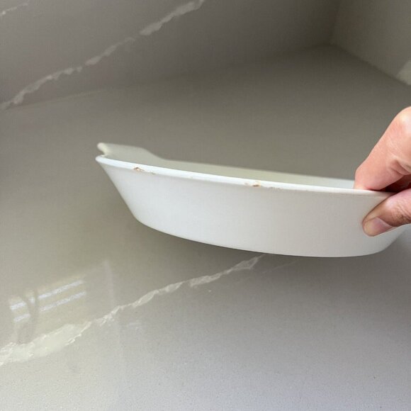 Arabia Finland White Dish Shallow Round With Handles Contemporary Serving - Picture 6 of 10